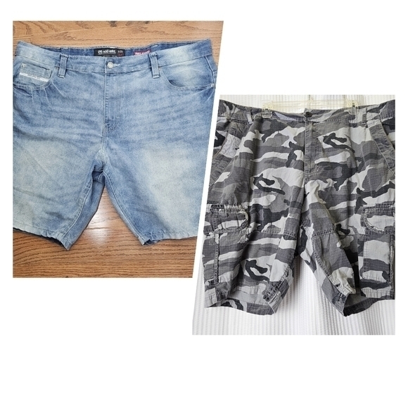 Ecko Unltd 44 Baggy Skater 5 pocket Denim Shorts/Camo Cargo Shorts 90s/Y2K Style - Picture 1 of 10